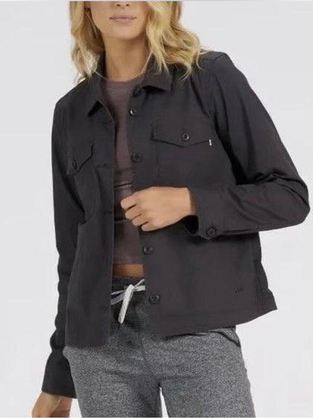 Vuori Ripstop Jacket Charcoal Gray Organic Cotton Women's Small